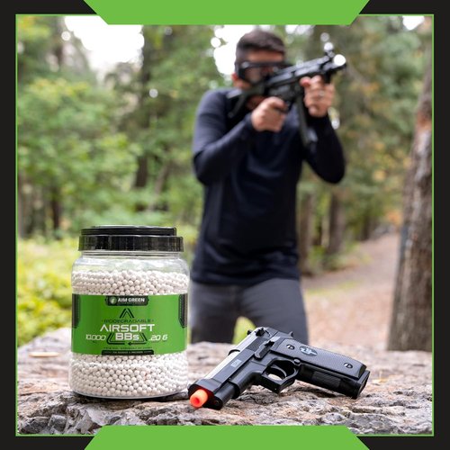 Aim Green Biodegradable 6mm Airsoft BBs - Premium-Grade 20g, 25g, 32g, 36g, 40g | 2,500 to 10,000 Count