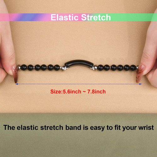 iLVANYA Crystal Beads Stretch Watch Band Compatible for Fitbit Inspire 3, Handmade Good Luck Energy Chakra Stone Beaded Band for fitbit inspire 3 (Black)