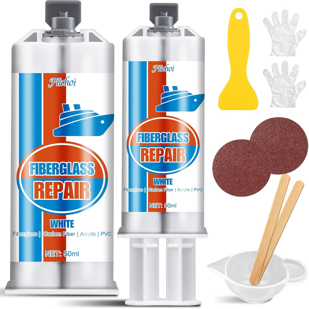 Skiennix Fiberglass Repair Kit - 100ml White Gel Coat for Boats, Surfboards & More | Fix Cracks & Chips