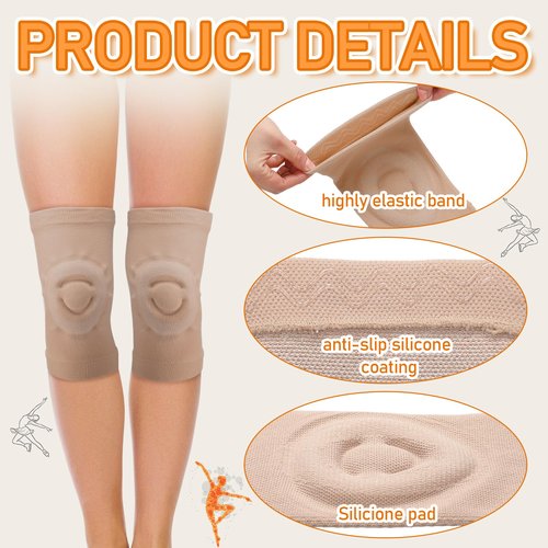 Soulchen 3 Pairs Figure Ice Skating Knee Pads for Women Cushion and Support Silicone Knee Cap for Ice Skating (Medium)