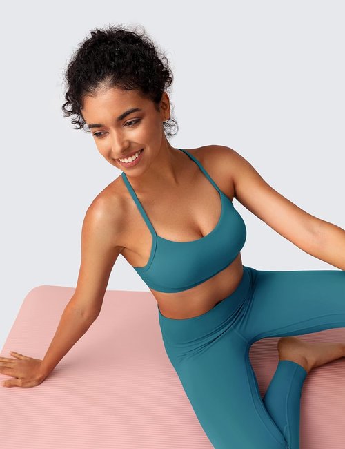 BAYDI Clouduxi Y Back Sports Bra - Padded Racerback Yoga Bra for Low Impact Workouts, A-C Cups