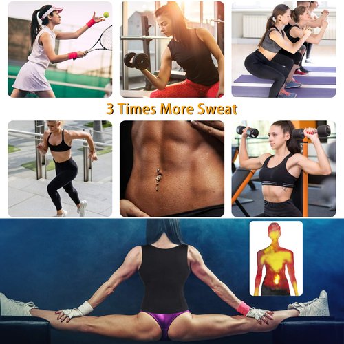 GAODI Women Waist Trainer Vest Slim Corset Neoprene Sauna Tank Top Zipper Workout Body Shaper Shirt (XL, Black Sauna Vest)