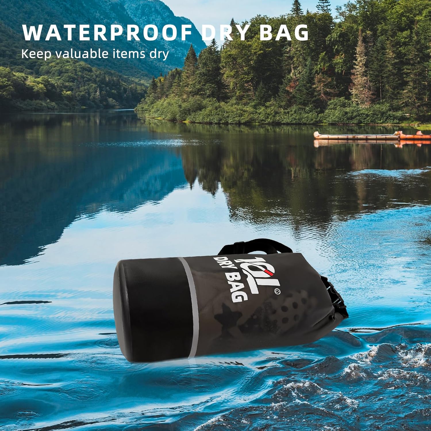 Skiennix Waterproof Dry Bag - 10L Lightweight Roll Top Backpack with Reflective Design & Phone Pouch