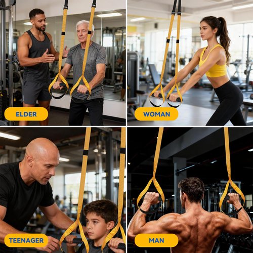 Home Resistance Training Kit, Full Body Workout Straps with Handles, Heavy Duty Bodyweight Resistance Bands, Door Anchor for Home Gym, Portable Indoor & Outdoor Fitness Equipment(Yellow)