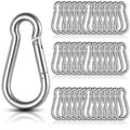 60Pcs Stainless Steel Carabiner Clip Spring-Snap Hook 1/4 in, M6 x 2 3/8 Inch Small Heavy Duty Carabiner Clips for Hammock, Punching Bag, Swing, Gym