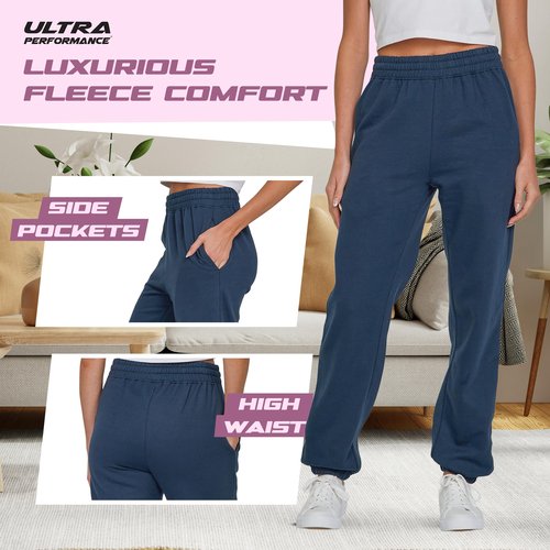Ultra Performance Womens Sweatpants 3 Pack Cotton Joggers Women's Fleece Sweats Gym & Workout Pants for Women