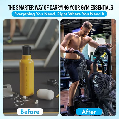Magnetic Gym Bag – Water Bottle Holder with Strap | Crossbody Gym Pouch with Towel Hook & Phone Pocket | Hands-Free Bottle Carrier for Gym, Travel, & Outdoors