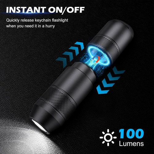 Mini X1 Rechargeable Keychain Flashlight - 100 Lumens, USB-C Fast Charge, Magnetic Base, Compact Black EDC Light