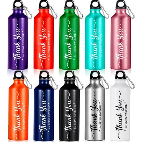 Zhehao 10 Pcs Employee Appreciation Gifts Thank You Water Bottle Gifts for Staff Coworker Lightweight Reusable Leakproof Sports Water Bottle(25 oz)