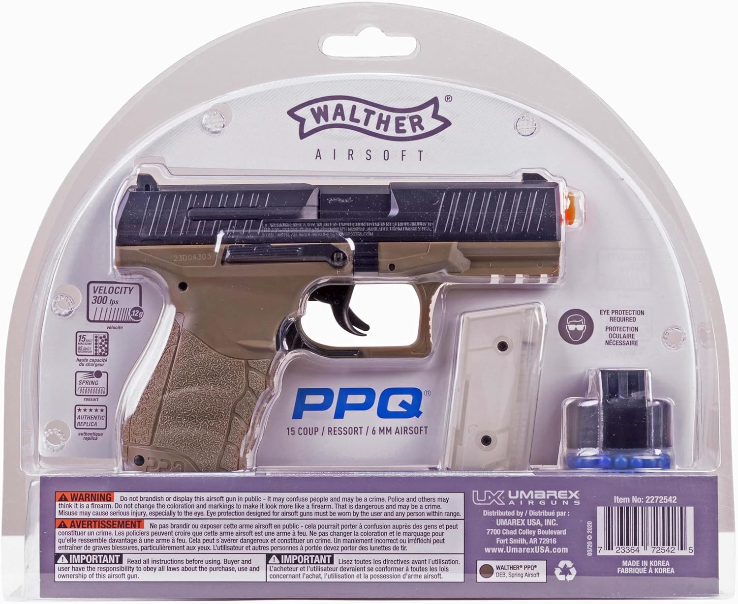 Umarex Walther PPQ Airsoft Gun - Authentic 6mm BB Pistol for Realistic Shooting Experience
