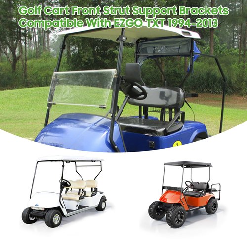 10L0L Golf Cart Front Roof Strut Brackets for EZGO TXT (94-13) with Steel Screw Bushings Repair Kit, Heavy Duty Strut Support Reinforcement Repair