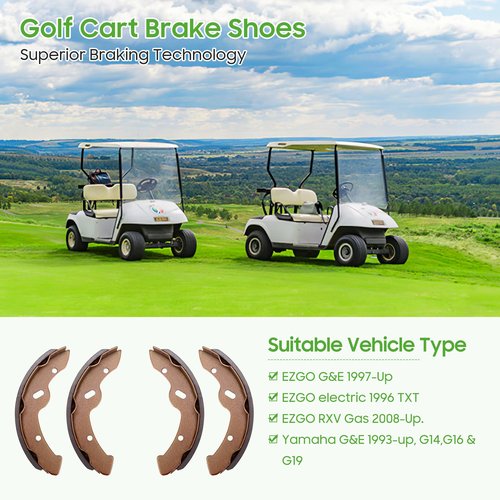 10L0L Golf Cart Brake Shoes Compatible with G14-G22 1993-up, Workhorse 1996-up, EZGO TXT 1997-up and RXV 2008-up Models, OEM# 27943G01, JG5-F5330-00, 4 PCS