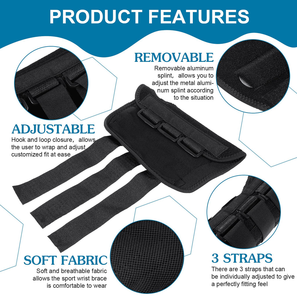 SATINIOR 2 Pack Carpal Tunnel Wrist Brace Night Wrist Sleep Support with Metal Splint Adjustable Compression Strap for Women Men Tendinitis Sports Sprained Pain Relief(Right and Left Hand,Black)