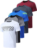 5 Pack Men’s Active Quick Dry Crew Neck T Shirts | Athletic Running Gym Workout Short Sleeve Tee Tops Bulk (Set 2, XX-Large)