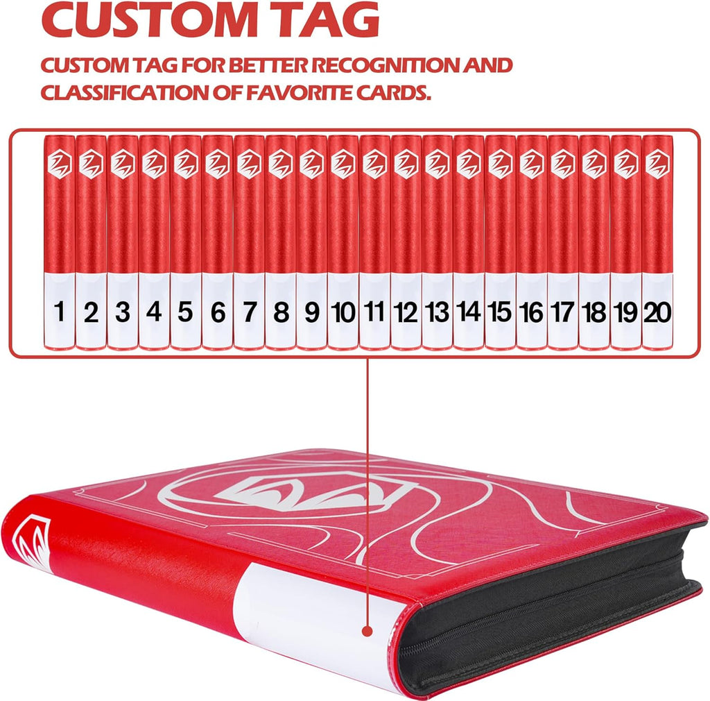 Premium Lorcana Card Binder - 16 Pocket Trading Card Album with Sleeves for 1024 Cards | Classic Red