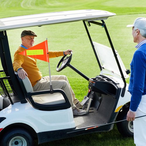 Hicarer 2 Set Reflective Golf Cart Flag Pole Kit Golf Cart Flag Holder Accessories Orange Safety Mount with Reflective Stripe Adjustable Height Flagpole Wheelchairs(Classic)