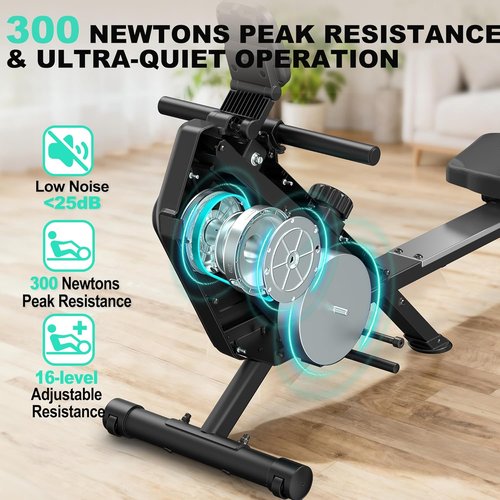 Magnetic Rowing Machine by [Brand Name] - 16 Resistance Levels | Quiet Home Cardio Trainer, 160 kg Capacity