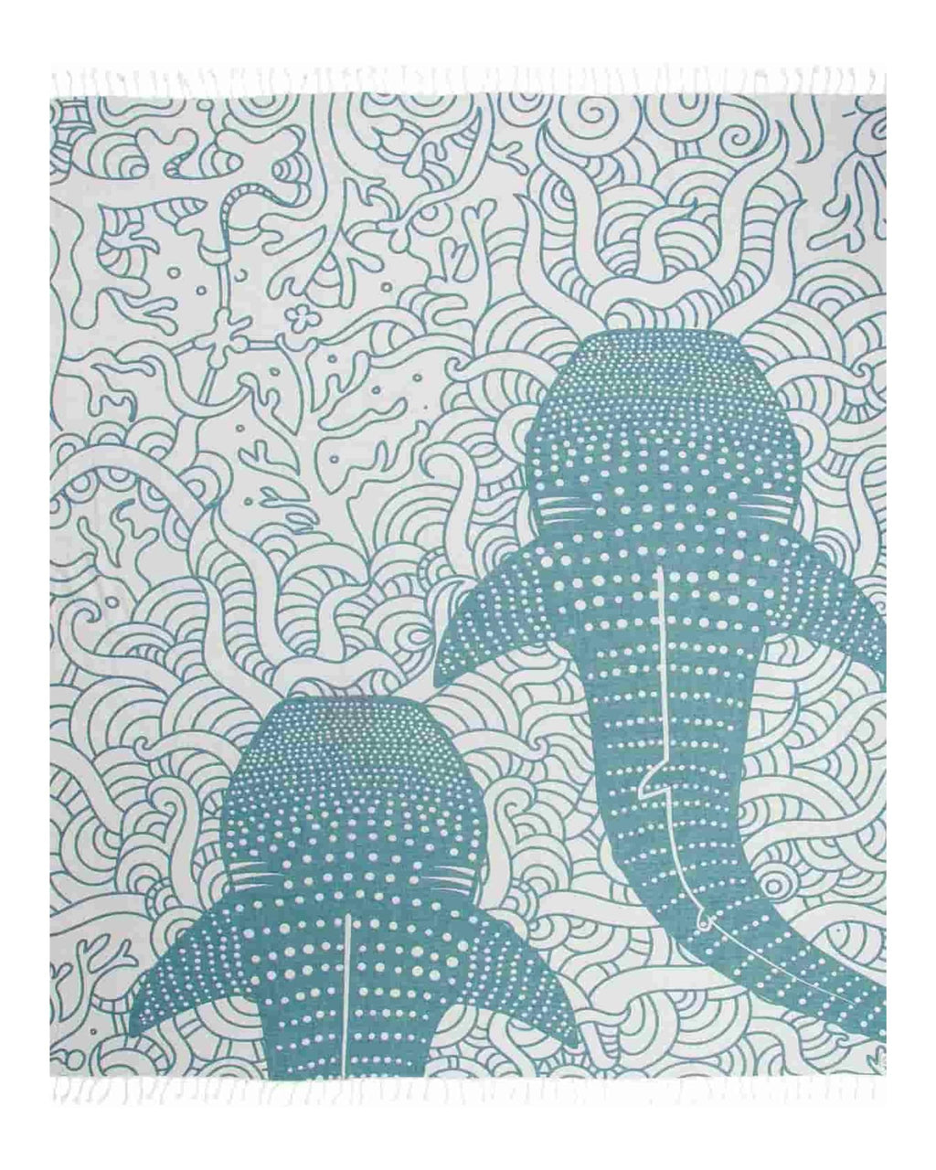 Sand Cloud Large Turkish Beach Towel - Sand Resistant - 100% Organic Turkish Cotton Yarn - Quick Dry Towel for Beach Blanket or Bath - As Seen on Shark Tank - Marine Life (Whale Shark Turquoise)