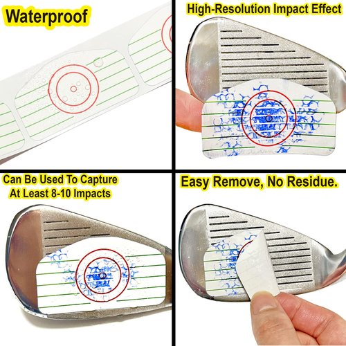 Golf Impact Tape Labels 250 Pcs/Roll Golf Impact Stickers for Swing Training Irons and Woods Ball Hitting Recorder Standard Irons Woods Labels,Club Face Stickers Training Aids for Golf Swing Practice