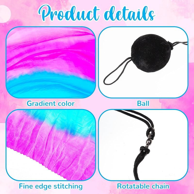 Fresh Color 4 Sets Silk Veil Poi with Balls 78.74 x 31.5 Inches
