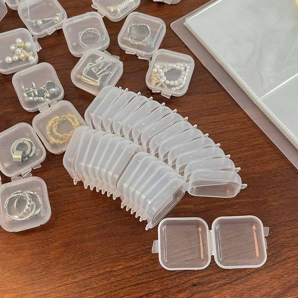 Skiennix 30Pcs Small Transparent Jewelry Storage Cases - Travel Organizer for Necklaces, Bracelets & Rings