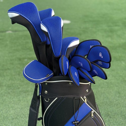 Andux 3pcs/Pack Long Neck Golf Hybrid Club Head Covers Dial No. Tag CTMT-02 Blue