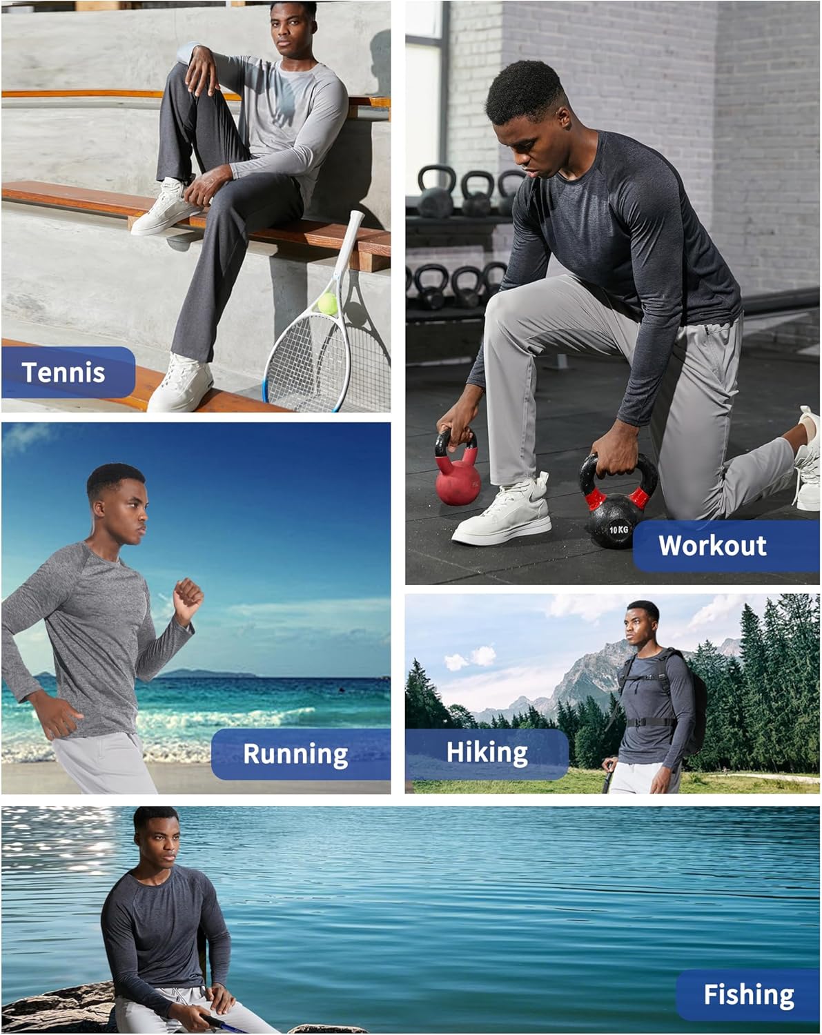 Skiennix 3 Pack Long Sleeve Shirts for Men - Moisture-Wicking, Lightweight Workout Tees