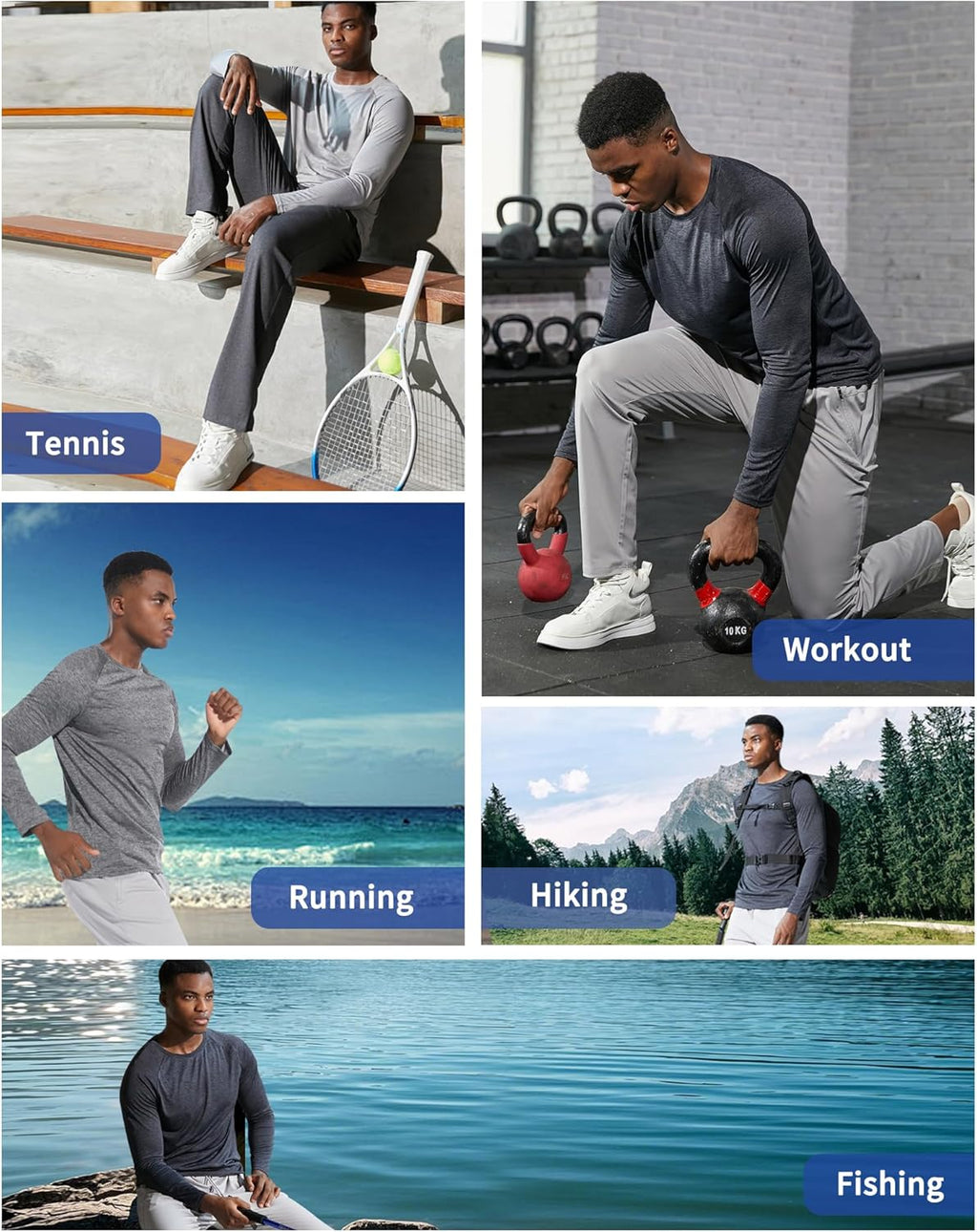 Skiennix 3-Pack Long Sleeve Workout Shirts for Men - Moisture-Wicking & Lightweight Design
