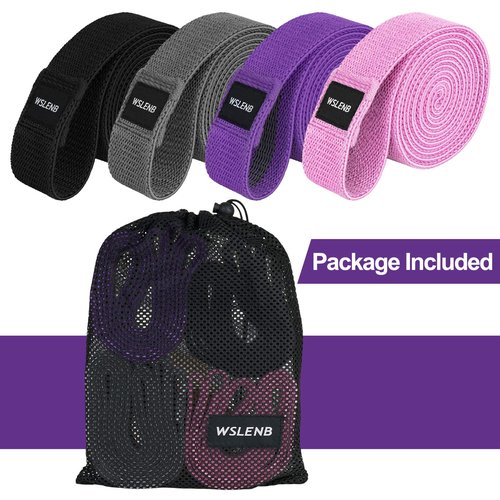 4 Pack Long Resistance Bands Set Fabric for Women Elastic Fitness Bands for Working Out Pull up Assist Exercise Resistance Bands for Men Women Butt and Legs for Home Gym