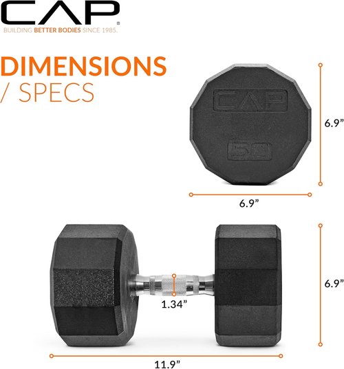 CAP Barbell Coated Hex Dumbbell - Durable Weight Options from 10 to 120 lbs | Ideal for Home Gym