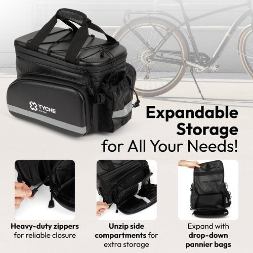 TYCHE Bike Bags for Bicycles Rear Rack 35L – Ebike Trunk Bag, Waterproof Hard Shell, Insulated Cooler, Side Panniers, Rear Bike Rack Bag