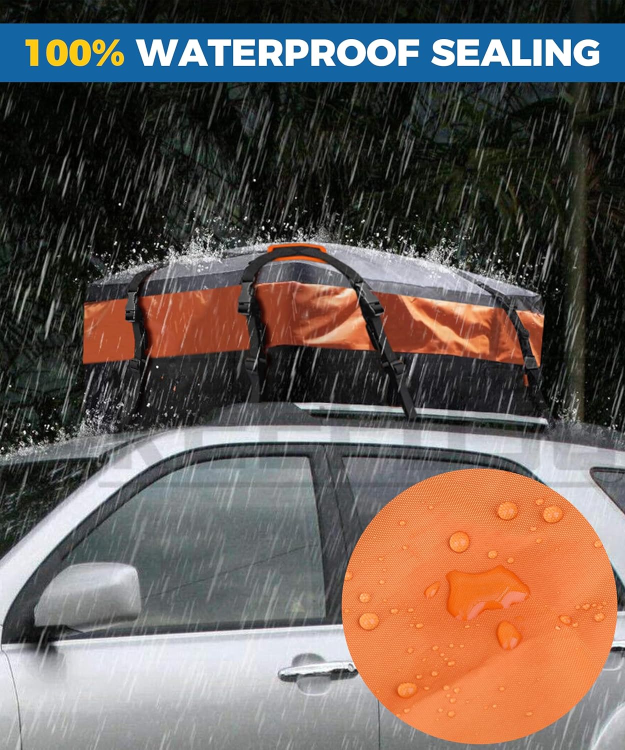 Skiennix 15 Cubic Feet Roof Rack - Soft-Shell Cargo Carrier with Anti-Slip Mat for All Vehicles