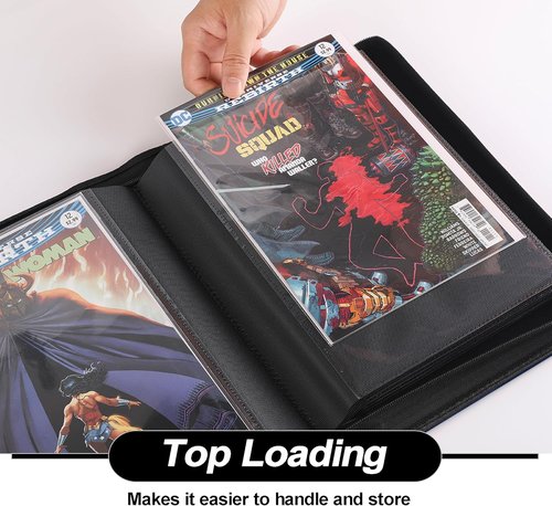 D DACCKIT Comic Binder - Durable Comic Book Album with Sleeves | Holds 24 Regular Comics - Golden Yellow