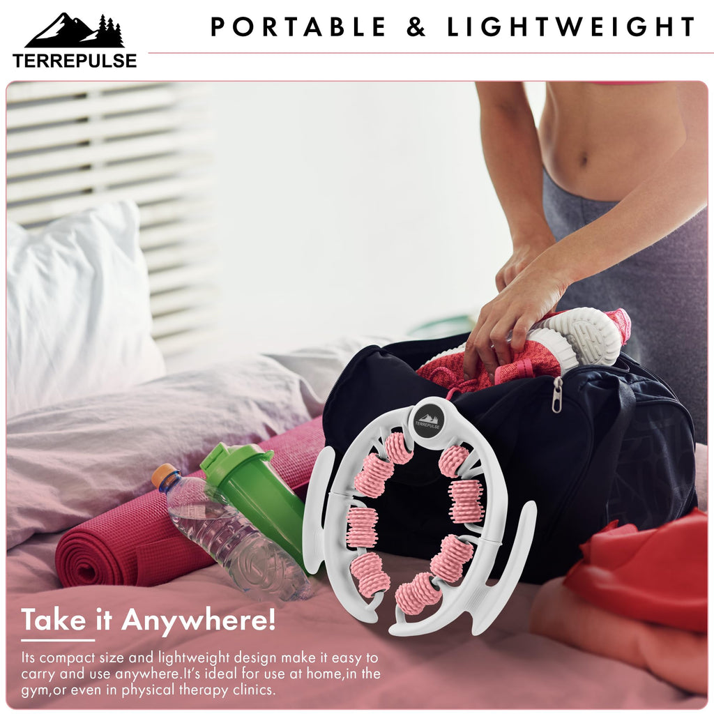 Terrepulse Anti Cellulite Roller & Lymphatic Drainage Massager | Deep Tissue Fascia Blaster & Muscle Roller | Tool for Sore Arms, Legs, Shoulders, Stomach & Buttocks (Pink)