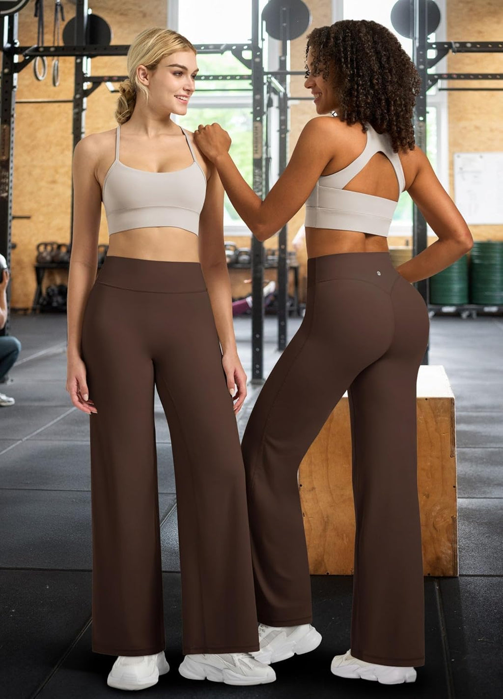 Willit Women's High Waist Buttery Soft Workout Leggings - Straight Leg Yoga Pants in Deep Brown, XS