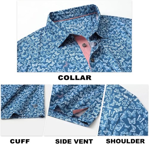 M MAELREG Men's Golf Polo Shirt - Short Sleeve, Moisture-Wicking, Performance Print | Stylish Patterns
