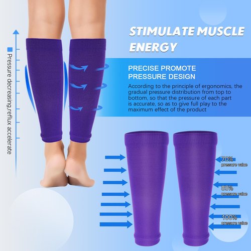 Geyoga 6 Pairs Calf Compression Sleeve for Men Women Football Leg Sleeve Elastic Calf Support Sock for Sports Cycling Running Basketball(Large)