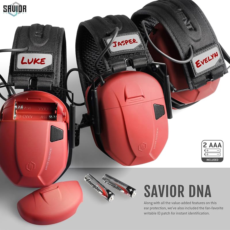 Savior Equipment Apollo Electronic Earmuffs with Gel Ear Pads, 24dB NRR — Carmine Red