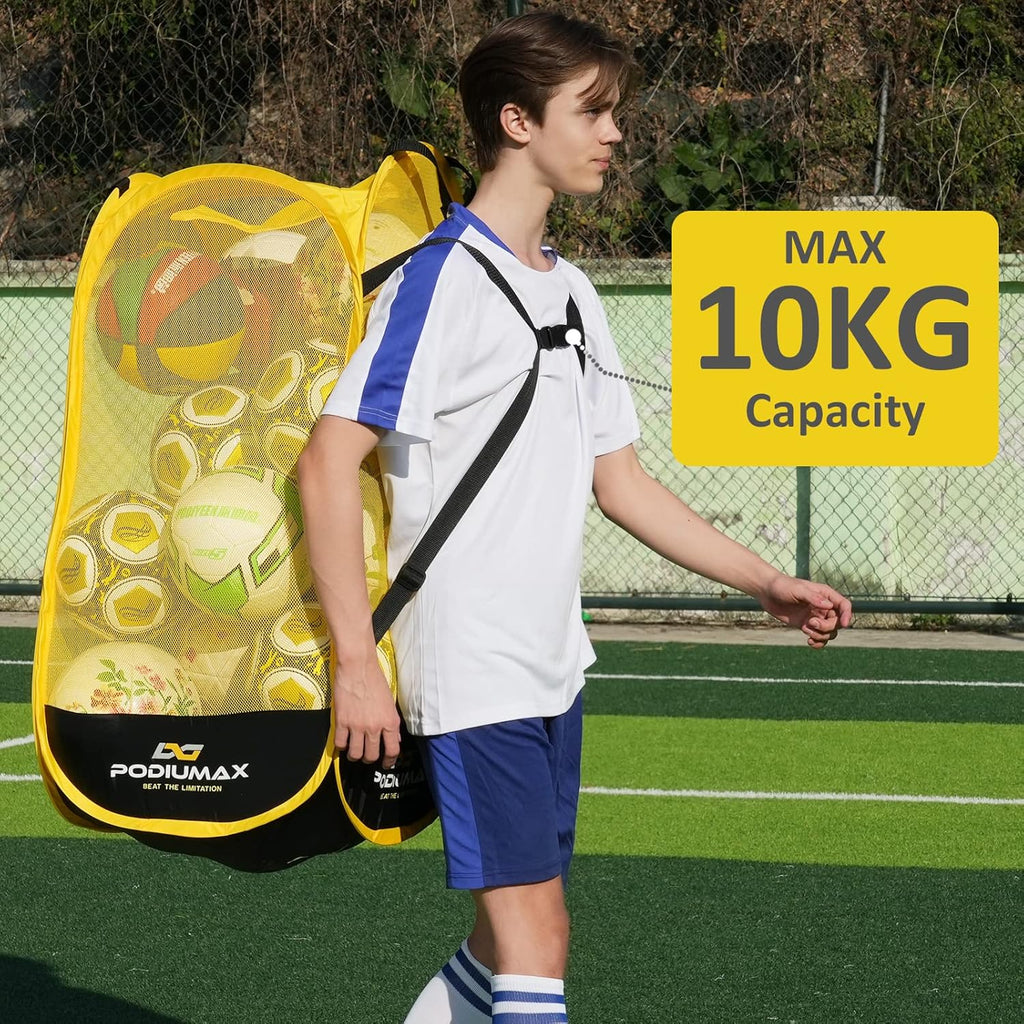 PodiuMax Soccer Ball Storage Backpack - Adjustable Strap & Organizer for Up to 22 lbs of Sports Gear