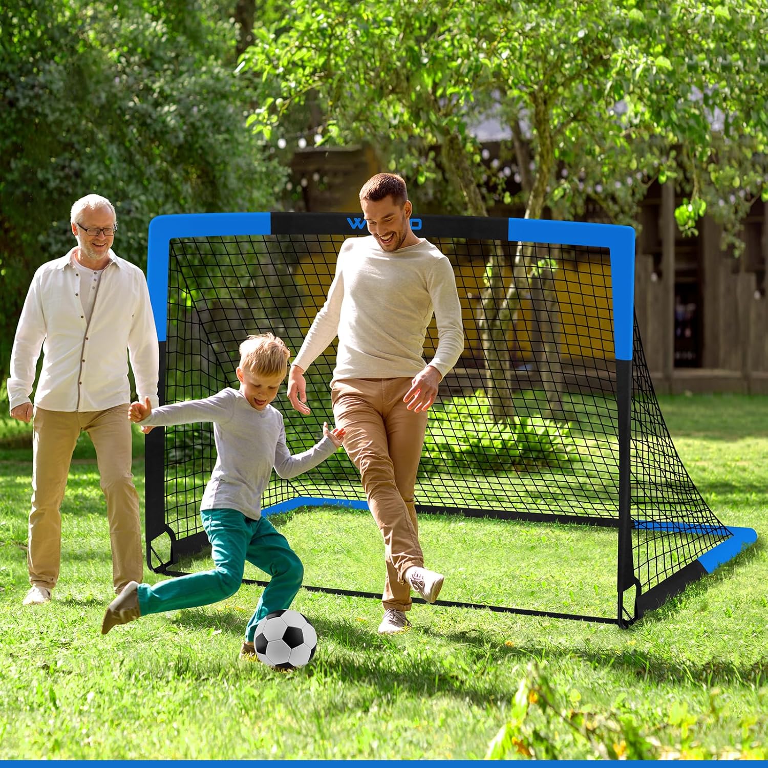 Skiennix Kids Soccer Goals - Portable 6x4 ft Training Set with Target, Ball & Cones for Ages 3-14