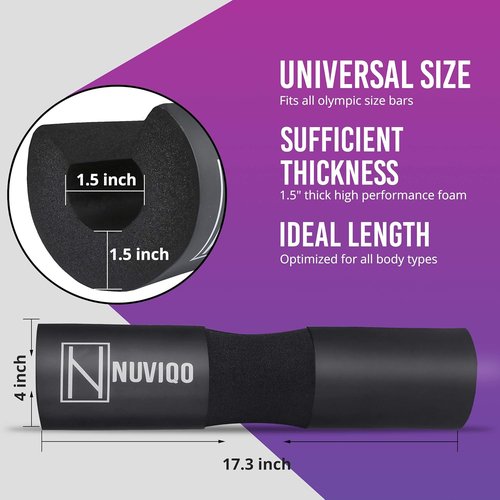Barbell Pad - Squat & Hip Thrust Cushion for Standard/Olympic Bars | Comfort for Neck & Shoulders