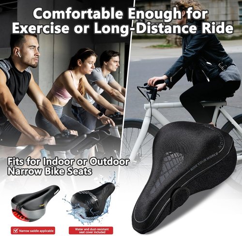 DAWAY Comfortable Bike Seat Cover - C3 Soft Gel & Memory Foam Cushion for Peloton, Stationary & Mountain Bikes
