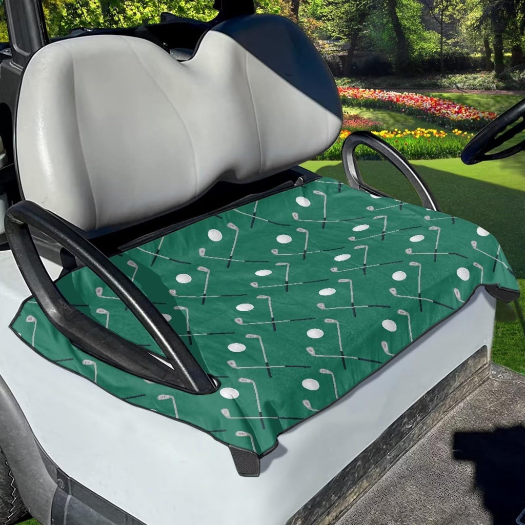 Suobstales Green Golf Pattern Golf Cart Seat Covers, Golf Cart Seat Towel/Blanket, Easy Install and Clean, Protect Your Golf Car Seat and Suitable for All Seasons