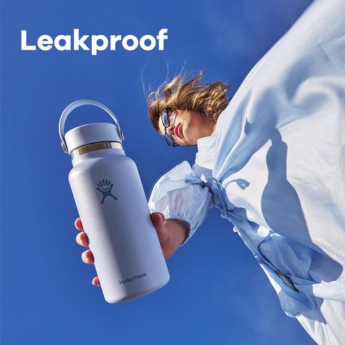 Hydro Flask Water Bottle - Insulated Stainless Steel - 32 Oz Wide Mouth Flex Lid in Agave Green