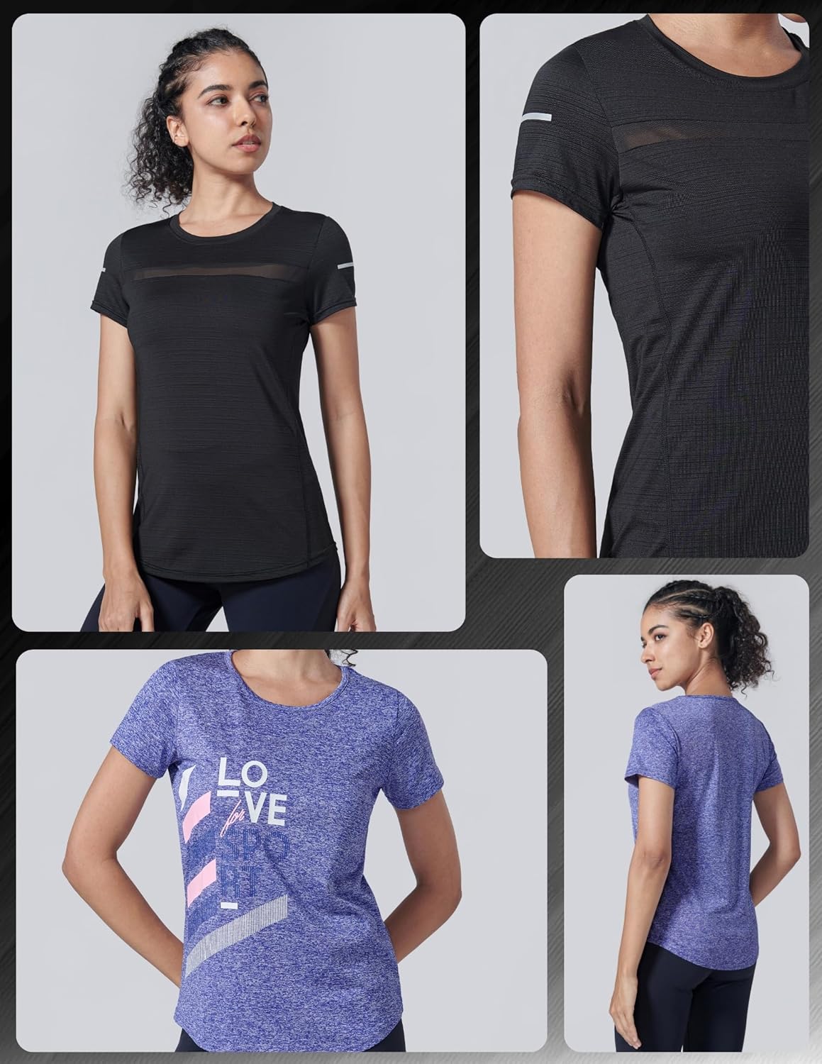 Skiennix Women's Dry Fit Short Sleeve T-Shirts - Athletic Workout Tees for Gym & Yoga | 5 Pack