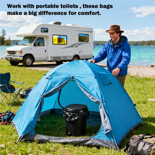 HAOSLINE 15 Pack Toilet Waste Bags Leak Proof Double Bag Design & Absorbent Pad- Great for Camping,RVing, Hiking, or Boating -Portable Toilet Bags Fit 5-gallon Buckets and Portable Toilets