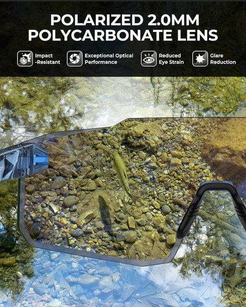 KastKing Etowah Polarized Sports Fishing Sunglasses, With PuriVex Protective Lens Coating, Rimless Wrap Design, Men Women