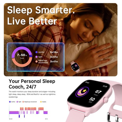 JYUAJOI Health Fitness Tracker (Answer/Make Calls), Smart Watch with 24/7 Heart Rate Monitor, Activity Tracker with Blood Pressure, Blood Oxygen, 120+ Sport Modes Sleep Tracker for Women Men (Pink)