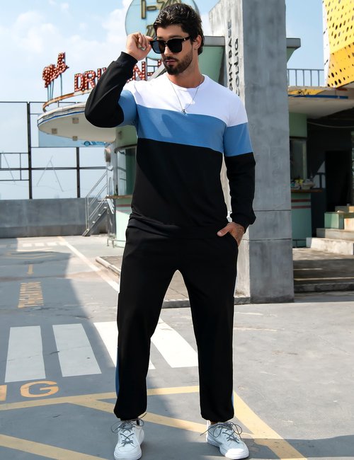 Babioboa Men's Sweatsuits Set 2 Piece Warm Up Tracksuit Jogging Outfits Sports Fashion Running Clothing