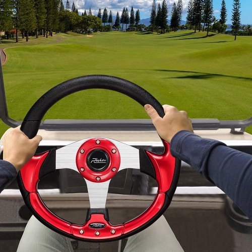 Roykaw Golf Cart Universal Steering Wheel Compatible with EZGO RXV TXT, Club Car DS Precedent Tempo, Yamaha G29 Drive Drive 2,Universal Design for Most Golf Cart